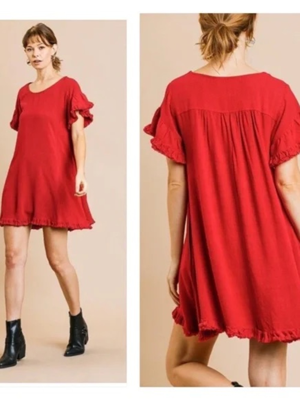 Umgee coral  V-Neck Short Sleeve Tunic